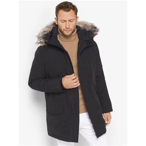 michael kors faux fur trimmed bibbed parka|Michael Kors Mens Faux Fur Warm Parka Coat .